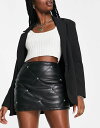 エイソス 【送料無料】 エイソス レディース スカート ボトムス ASOS DESIGN faux leather mini skirt with studs in black Black