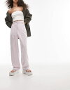 【送料無料】 トップショップ レディース カジュアルパンツ ボトムス Topshop linen-blend tapered pants in lilac LILAC