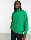 【送料無料】 エイソス メンズ カーディガン アウター ASOS DESIGN fluffy knit turtle neck sweater in bright green Bright green