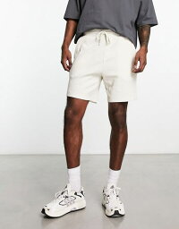 エイソス 【送料無料】 エイソス メンズ ハーフパンツ・ショーツ ボトムス ASOS DESIGN slim shorts in beige waffle Silver Birch