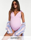 【送料無料】 ピーク&ボー レディース 上下セット 水着 Peek & Beau Maternity Exclusive swimsuit with tie shoulder detail in textured lilac Textured lilac
