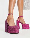 【送料無料】 エイソス レディース ヒール シューズ ASOS DESIGN Pluto embellished platform heeled shoes in pink PINK