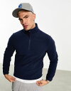 【送料無料】 エイソス メンズ パーカー・スウェット アウター ASOS DESIGN half zip polar fleece sweatshirt in navy Pea Coat