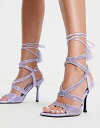 【送料無料】 エイソス レディース ヒール シューズ ASOS DESIGN Nikoletta embellished caged heeled sandals in lilac LILAC