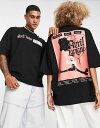 【送料無料】 エイソス レディース シャツ トップス ASOS DESIGN unisex oversized t-shirt with Avril Lavigne print in black Black