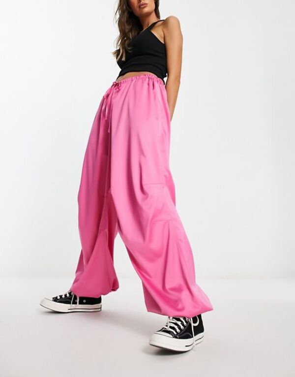 yz GC\X fB[X MX {gX ASOS DESIGN satin parachute pants in pink Pink