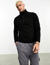 エイソス 【送料無料】 エイソス メンズ パーカー・スウェット アウター ASOS DESIGN half zip polar fleece sweatshirt in black Black