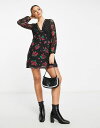 リバーアイランド 【送料無料】 リバーアイランド レディース ワンピース トップス River Island floral and spot mixed print mini dress in black Black