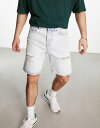 【送料無料】 ニュールック メンズ ハーフパンツ・ショーツ ボトムス New Look straight fit denim shorts with raw hem in light blue Light Blue