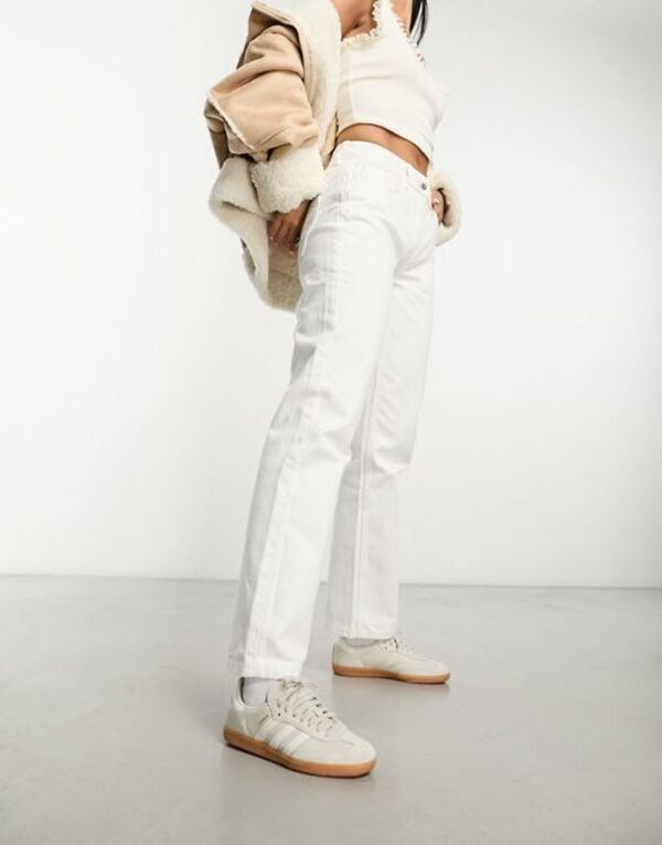  コルージョン レディース デニムパンツ ジーンズ ボトムス COLLUSION x000 mid rise straight leg jeans in white WHITE