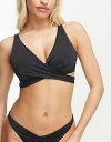 yz GC\X fB[X gbv̂  ASOS DESIGN Fuller Bust mix and match underwire wrap bikini top in black Black