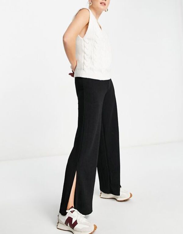 【送料無料】 ワイエーエス レディース カジュアルパンツ ボトムス Y.A.S glitter stripe wide leg pants in black - part of a set Bl..