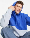  メニス メンズ パーカー・スウェット フーディー アウター Mennace relaxed hoodie in two tone blue with exposed seam detail Blue
