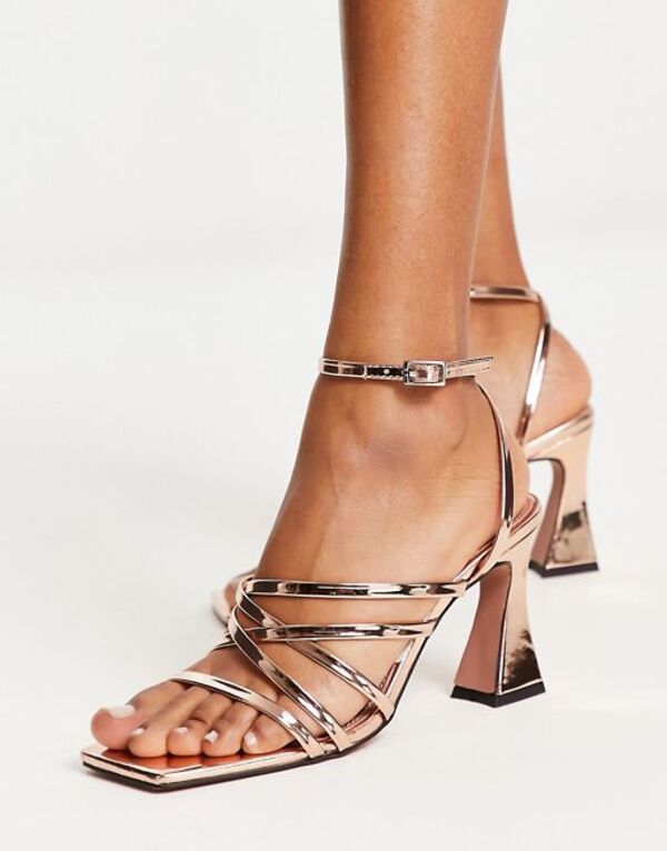 【送料無料】 エイソス レディース サンダル シューズ ASOS DESIGN Hanzel strappy block heeled sandals in rose gold Rose gold