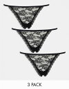 【送料無料】 リンデックス レディース パンツ アンダーウェア Lindex Jennianne 3 pack lace tanga thong in black Black