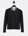 【送料無料】 ワイエーエス レディース シャツ トップス Y.A.S polka dot long sleeve mesh top in black Black