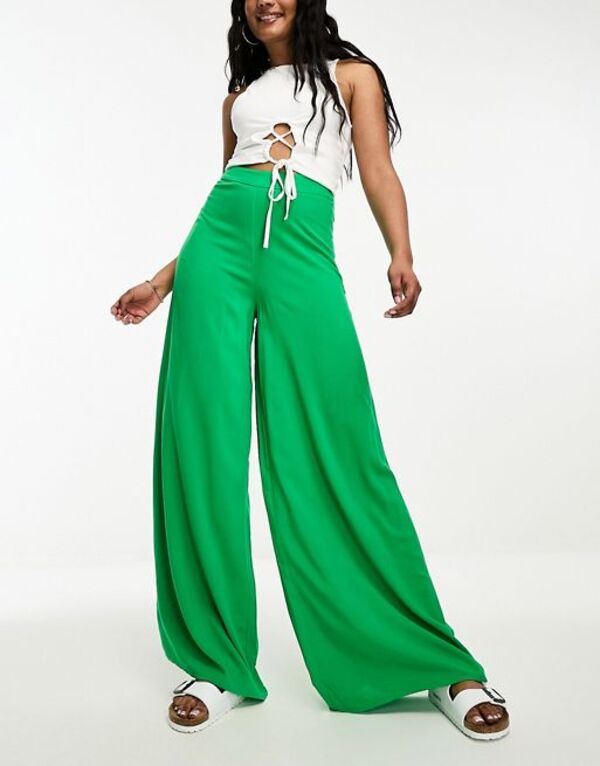 【送料無料】 エイソス レディース カジュアルパンツ ボトムス ASOS DESIGN palazzo pants in green GREEN