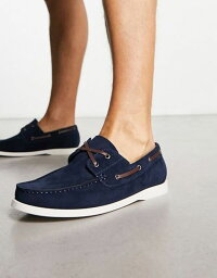 【送料無料】 トリュフコレクション メンズ デッキシューズ シューズ Truffle Collection boat shoes in navy NAVY FAUX SUEDE