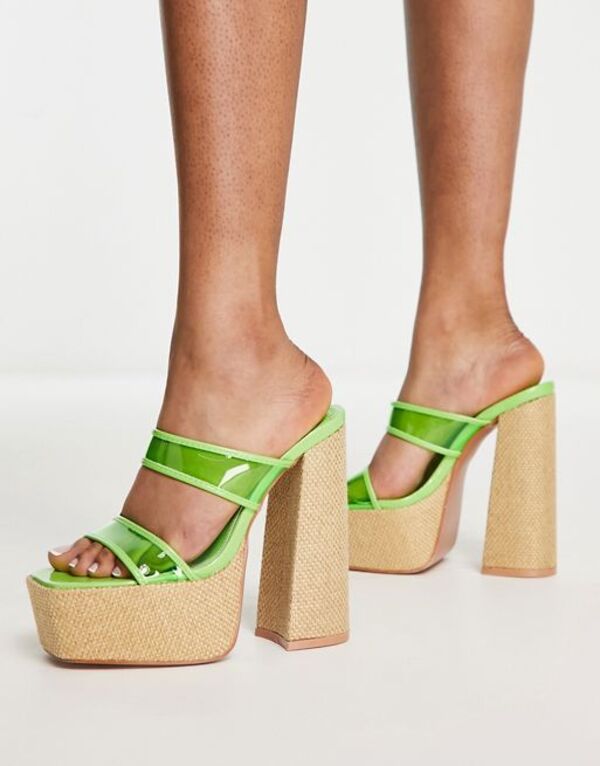  パブリックデザイア レディース スニーカー シューズ Public Desire Carley raffia platforms in green Neon lime