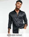 【送料無料】 エイソス メンズ シャツ トップス ASOS DESIGN regular fit satin shirt in black Black