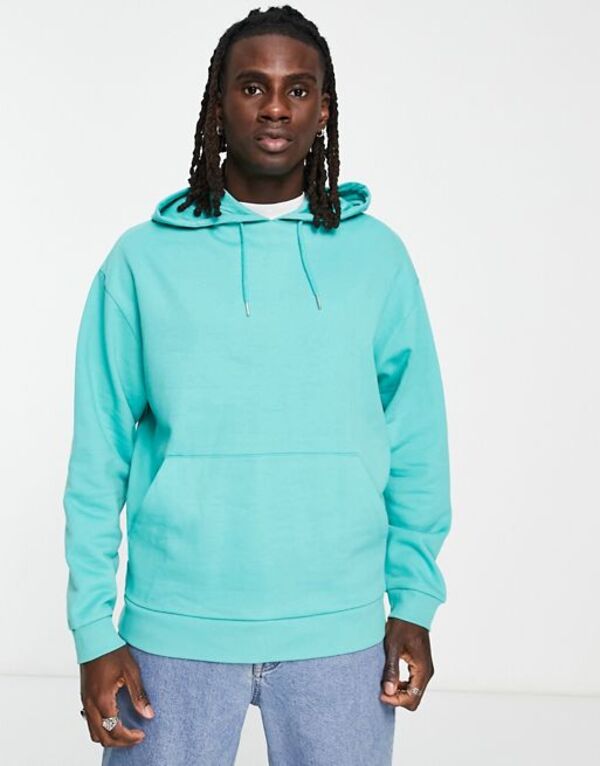 エイソス 【送料無料】 エイソス メンズ パーカー・スウェット アウター ASOS DESIGN oversized hoodie in turquoise blue Lagoon