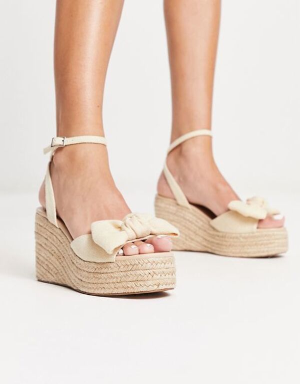 【送料無料】 エイソス レディース スリッポン・ローファー シューズ ASOS DESIGN Trisha bow detail espadrille wedges in natural fabrication Natural fabrication