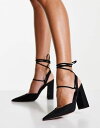 エイソス 【送料無料】 エイソス レディース ヒール シューズ ASOS DESIGN Panda tie leg block heel shoes in black Black