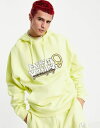 エイソス 【送料無料】 エイソス メンズ パーカー・スウェット アウター ASOS DESIGN oversized hoodie in yellow with text print - part of a set Multi