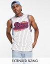 【送料無料】 エイソス メンズ タンクトップ トップス ASOS DESIGN relaxed fit tank in baseball stripe with Bronx city print WHITE