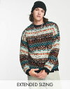 【送料無料】 エイソス メンズ カーディガン アウター ASOS DESIGN distressed grungy fairisle sweater Multi