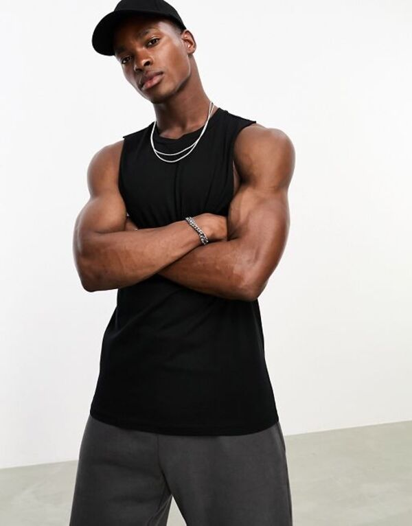  エイソス メンズ ベスト トップス ASOS 4505 Icon training sleeveless t-shirt with dropped armhole with quick dry in black Black