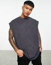 【送料無料】 トップマン メンズ タンクトップ トップス Topman extreme oversized tank top in washed black WASHED BLACK