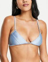 yz gbvVbv fB[X gbv̂  Topshop clasp front triangle bikini top in blue blue