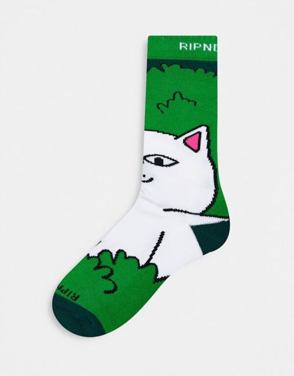 【送料無料】 リップンディップ メンズ 靴下 アンダーウェア Rip N Dip imma head out socks in green Green