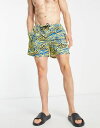 yz WbN Ah W[Y Y n[tpcEV[c  Jack & Jones Intelligence swim short in animal print in yellow Multi