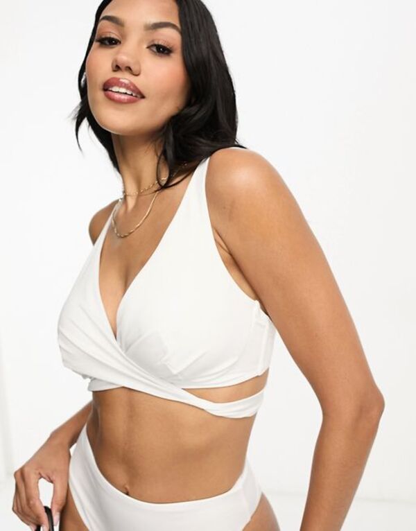 【送料無料】 エイソス レディース トップのみ 水着 ASOS DESIGN Fuller Bust mix and match underwire wrap bikini top in white WHITE