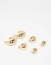 エイソス 【送料無料】 エイソス レディース ピアス・イヤリング アクセサリー ASOS DESIGN 3-pack hoop earrings with sleek wide design in gold tone Gold