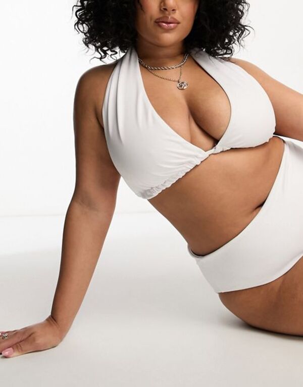 【送料無料】 エイソス レディース トップのみ 水着 ASOS DESIGN Curve mix and match high triangle bikini top in white WHITE