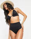 yz GC\X fB[X gbv̂  ASOS DESIGN mix and match frill triangle bikini top in black Black