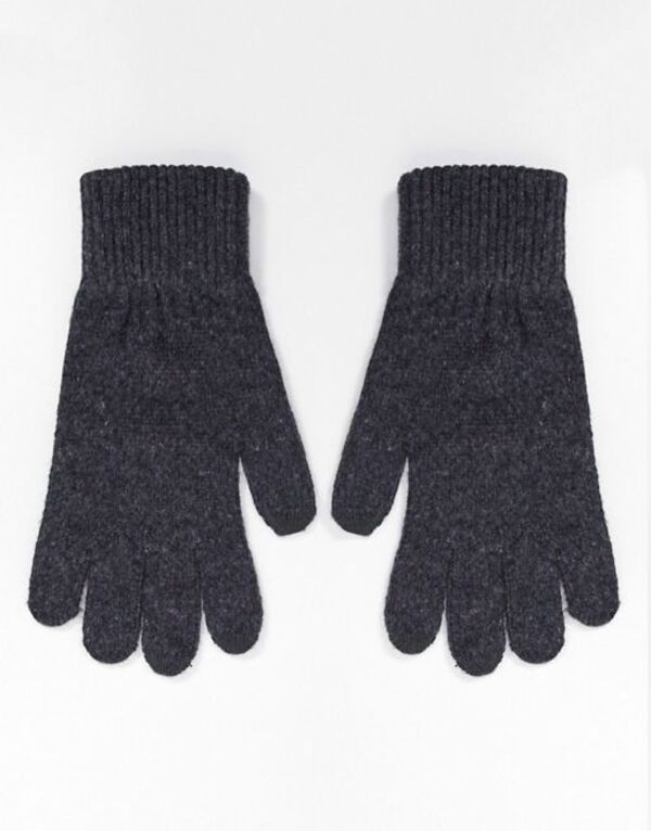 yz GC\X fB[X  ANZT[ ASOS DESIGN touch screen gloves in polyester in charcoal gray Grey