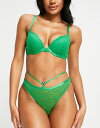 【送料無料】 アンサマーズ レディース パンツ アンダーウェア Ann Summers Purity sheer animal mesh strappy brazilian brief in green Green