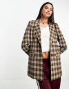 【送料無料】 ハートブレーク レディース ジャケット・ブルゾン アウター Heartbreak bengaline slim fit blazer in brown check BROWN