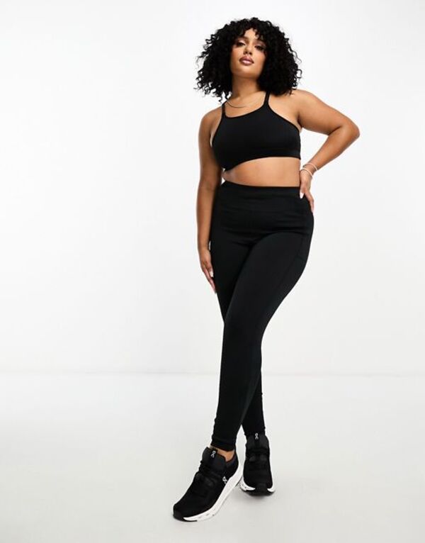 yz GC\X fB[X MX {gX ASOS 4505 Curve Icon run tie waist legging with pocket in black Black