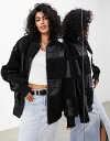 エイソス 【送料無料】 エイソス レディース ジャケット・ブルゾン アウター ASOS EDITION oversized faux leather patchwork bomber jacket in black Black