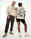 【送料無料】 クルックドタン メンズ パーカー・スウェット アウター ASOS CROOKED TONGUES unisex oversized sweatshirt in beige with back print Pure cashmere