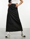 yz EB[NfC fB[X XJ[g {gX Weekday Rose wax coated maxi skirt with split in black Black