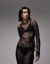 【送料無料】 トップショップ レディース シャツ トップス Topshop long sleeve eyelash lace shell top in black Black