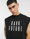 【送料無料】 エイソス メンズ Tシャツ トップス ASOS Dark Future logo oversized sleeveless T-shirt Black