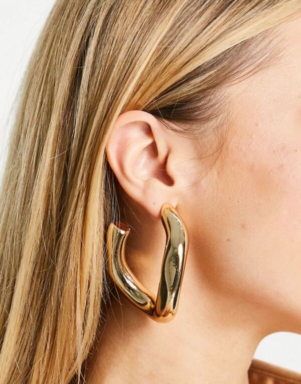 エイソス 【送料無料】 エイソス レディース ピアス・イヤリング アクセサリー ASOS DESIGN hoop earring in large twist link design in gold tone Gold