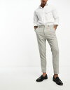 エイソス 【送料無料】 エイソス メンズ カジュアルパンツ ボトムス ASOS DESIGN tapered fit smart pants in gray micro texture Gray